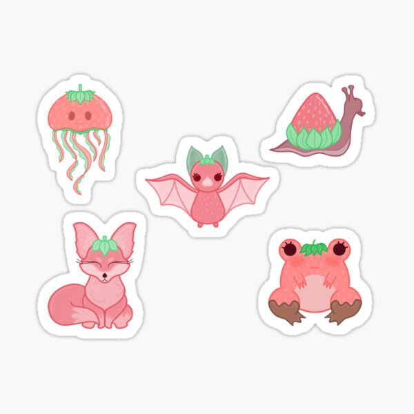 Item preview, Strawberry Friends Sticker Party Pack 1 designed and sold by coraleed12321.
