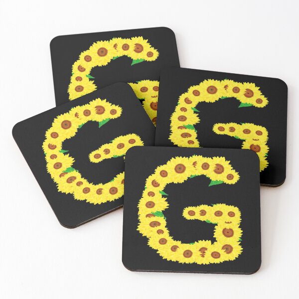 Item preview, Sunflowers Initial Letter G (Black Background) designed and sold by ArtByLM.