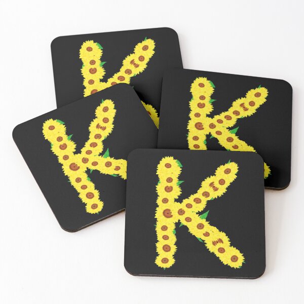 Item preview, Sunflowers Initial Letter K (Black Background) designed and sold by ArtByLM.