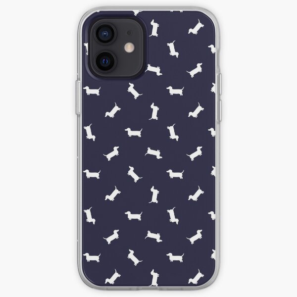 Patrón de Dachshund - azul marino Funda blanda para iPhone