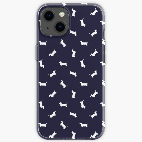 Dachshund Pattern - Navy iPhone Soft Case