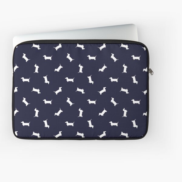Vista previa del artículo con la obra «Patrón de Dachshund - azul marino», diseñado y vendido por Rebecca Bennett.
