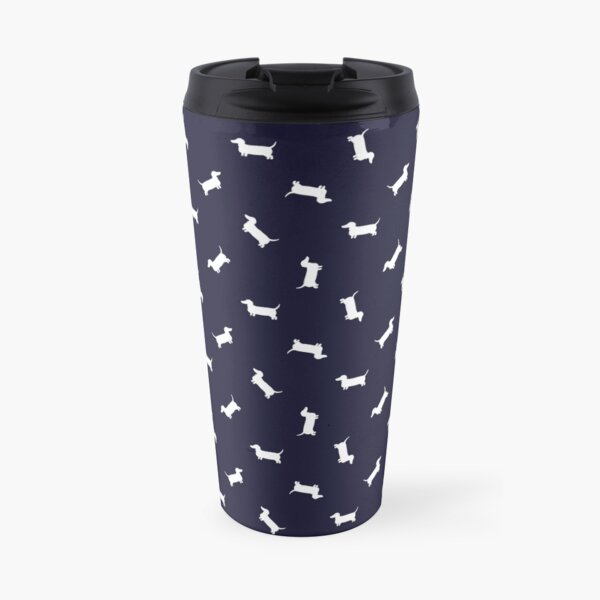 Dachshund Pattern - Navy Travel Mug