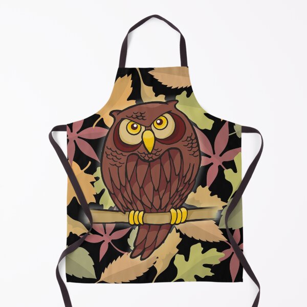 Item preview, Owl cartoon with leaves on dark background designed and sold by sifis.