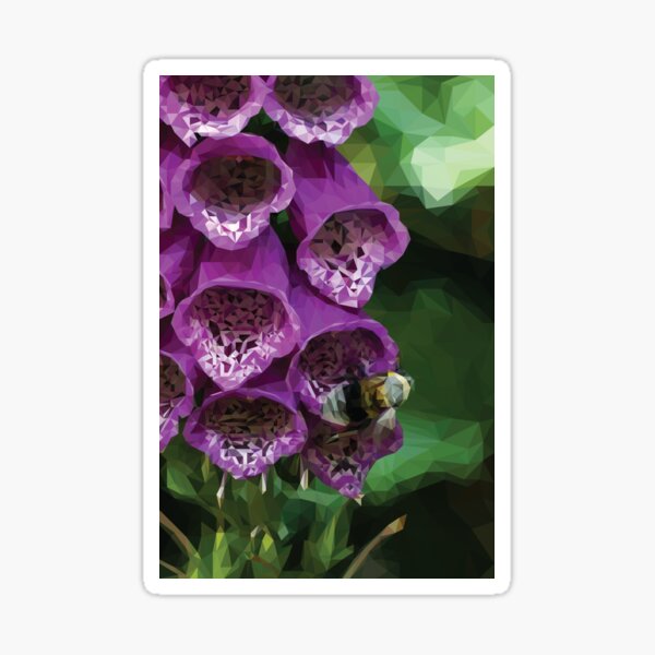 BumbleBee on Foxglove - Low poly Sticker