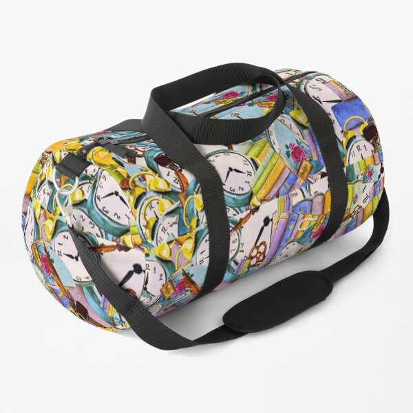 Clocks & Books - vintage fabric kitsch Duffle Bag
