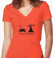 Cone Monkey Women's Fitted V-Neck T-Shirt