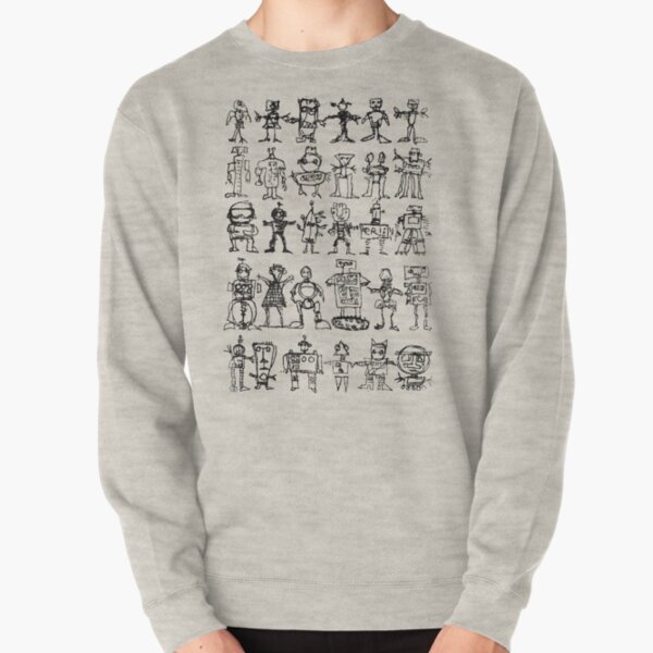 Robots and Aliens in Rows (transparent background) Pullover Sweatshirt