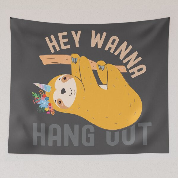 Item preview, cute hey wanna hang out sloth unicorn fun shirt   designed and sold by rangrafx.