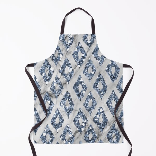 Item preview, Blue steel art deco ikat designed and sold by peggieprints.