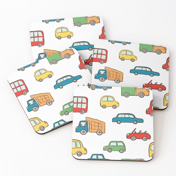 Item preview, pattern of hand drawn cute cartoon cars for kids design. illustration Set of cartoon cars, truck, bus designed and sold by Yevheniia Hulinska.