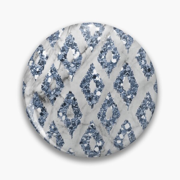 Item preview, Blue steel art deco ikat designed and sold by peggieprints.