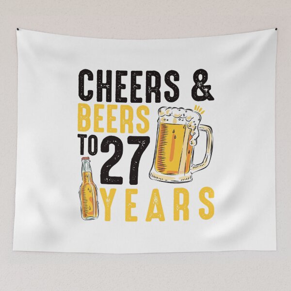 Item preview, 27th Birthday Gifts Drinking Shirt for Men or Women - Cheers and Beers designed and sold by Orange Pieces.