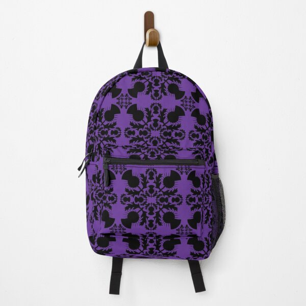 Damask Black Highland Thistle on Purple Backpack