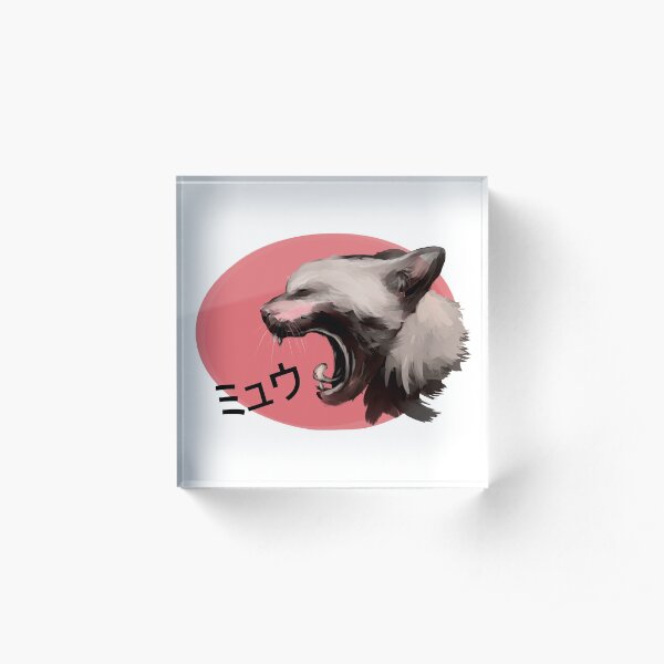 "Mew" Yawning Cat (Sakura) Acrylic Block