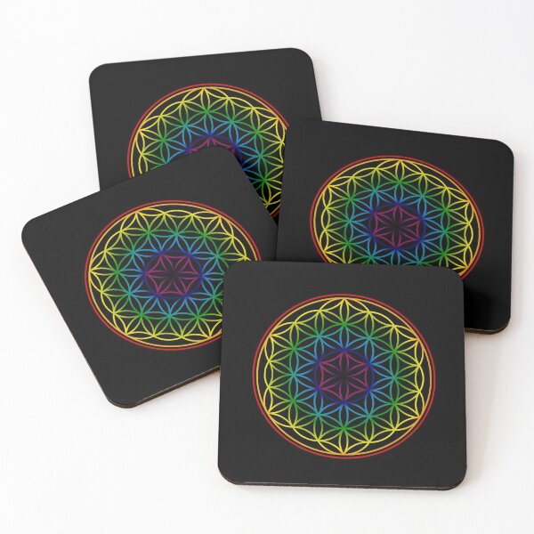 Item preview, The flower of life sacred geometry in rainbow colors designed and sold by headpossum.