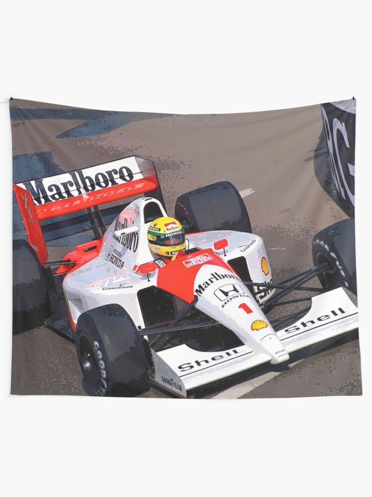 Ayrton Senna In The Mclaren Mp4 6 Tapestry By Therod Redbubble