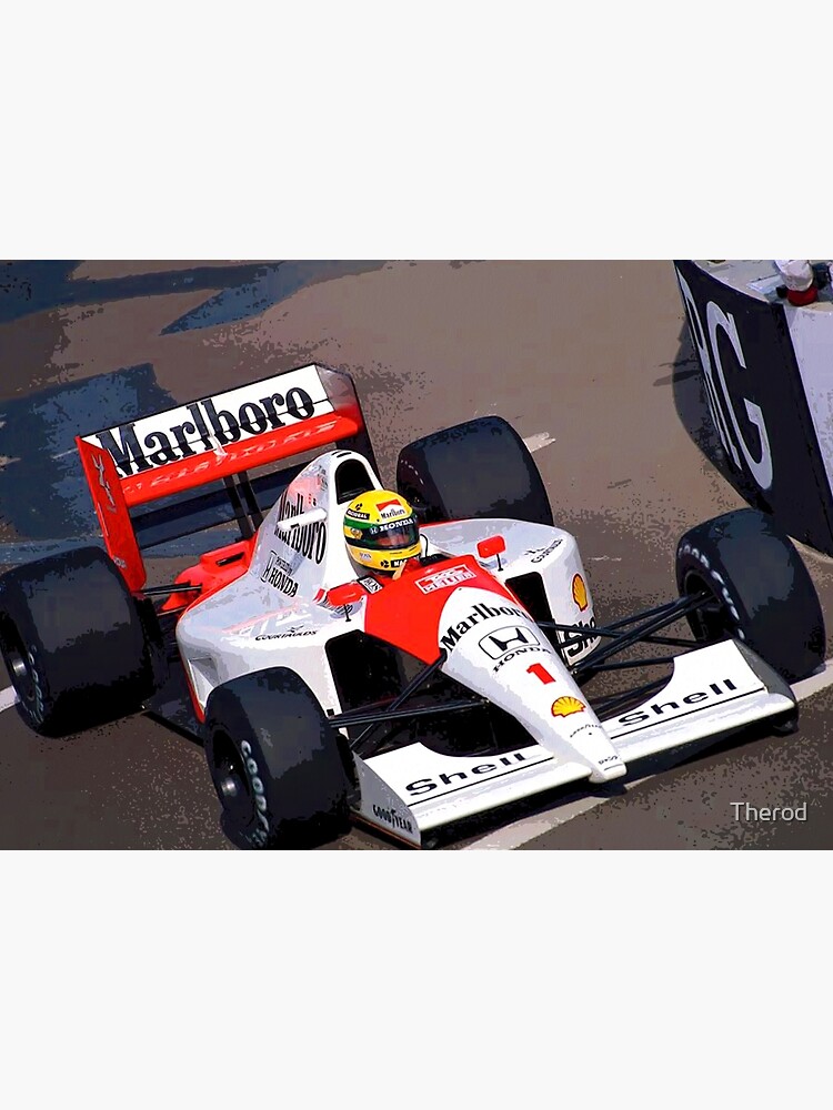 Ayrton Senna In The Mclaren Mp4 6 Greeting Card By Therod Redbubble