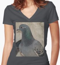 Mask - Love for Pigeons Women's Fitted V-Neck T-Shirt
