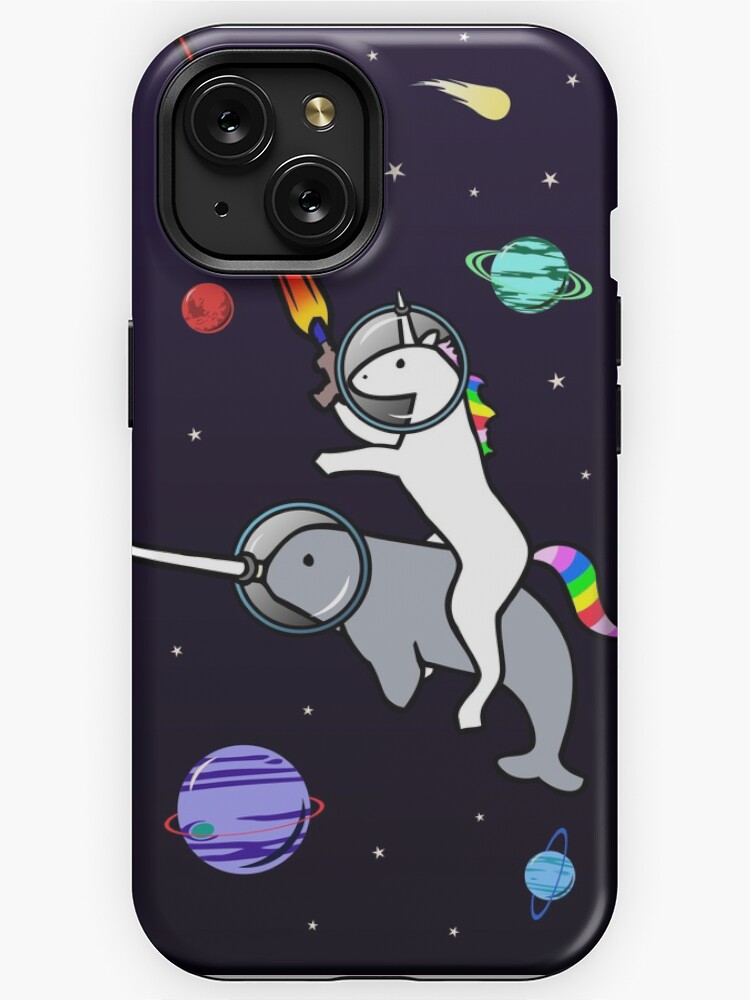 Thumbnail 1 of 4, iPhone Case, Unicorn Riding Narwhal In Space designed and sold by jezkemp.
