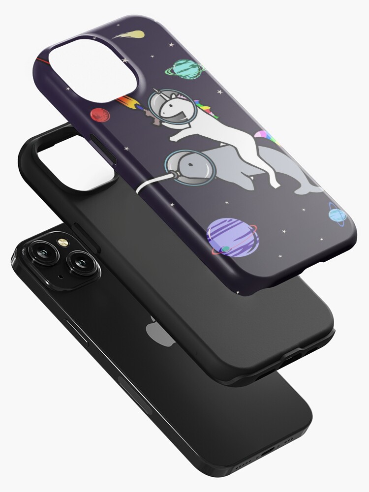 Thumbnail 2 of 4, iPhone Case, Unicorn Riding Narwhal In Space designed and sold by jezkemp.
