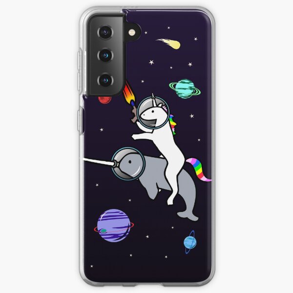 Unicorn Riding Narwhal In Space Samsung Galaxy Soft Case