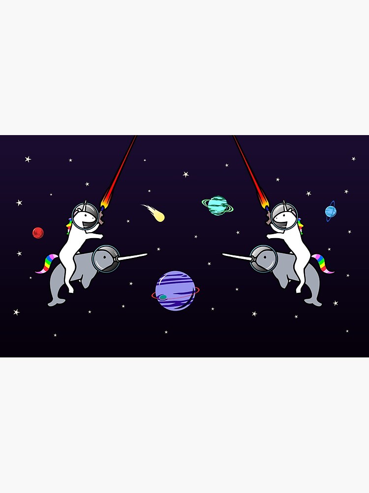 Unicorn Riding Narwhal In Space by jezkemp