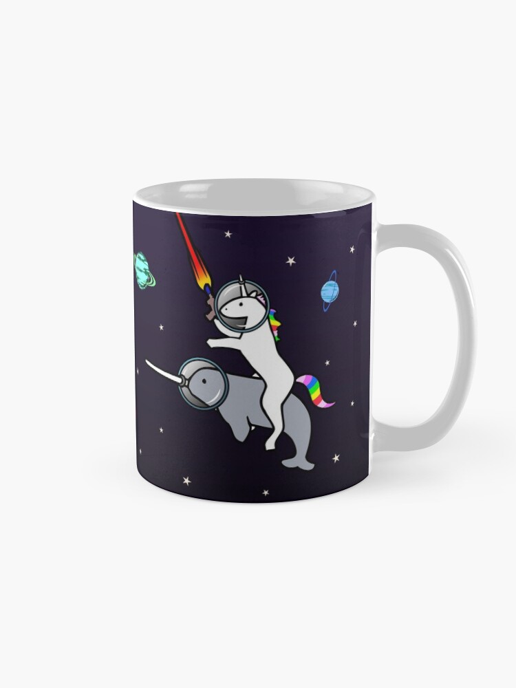 Alternate view of Unicorn Riding Narwhal In Space Mug