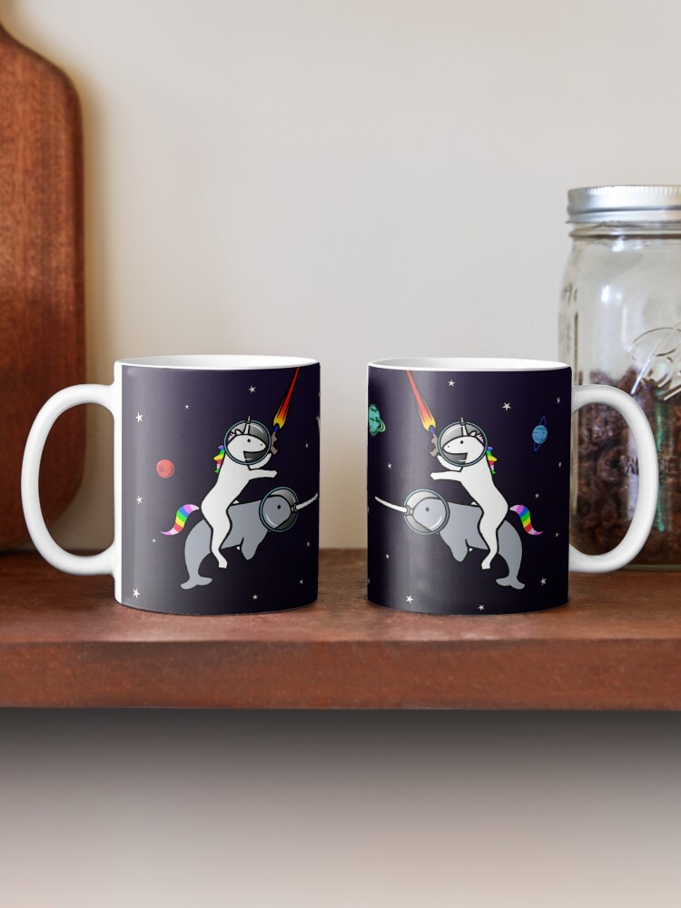 Alternate view of Unicorn Riding Narwhal In Space Mug