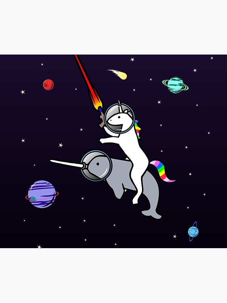 Unicorn Riding Narwhal In Space by jezkemp