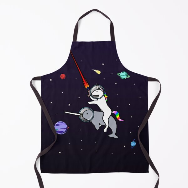 Unicorn Riding Narwhal In Space Apron