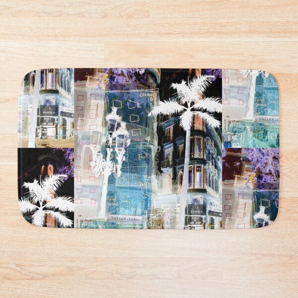 Item preview, Barcelona Ramblas Urban Pop Art Spain Funky Collage Modern Art Wanderlust City Palmtree Tapas Bar designed and sold by ExquisiteShots.