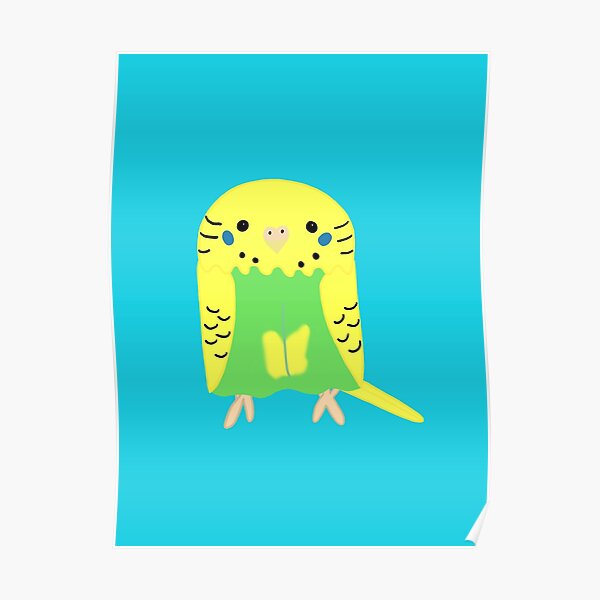 Cute yellow green budgie girl Poster
