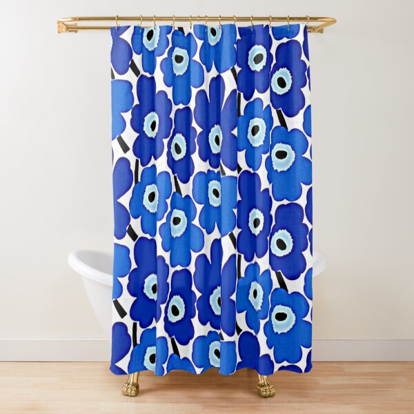 Marimekko Blue Floral Print Shower Curtain
