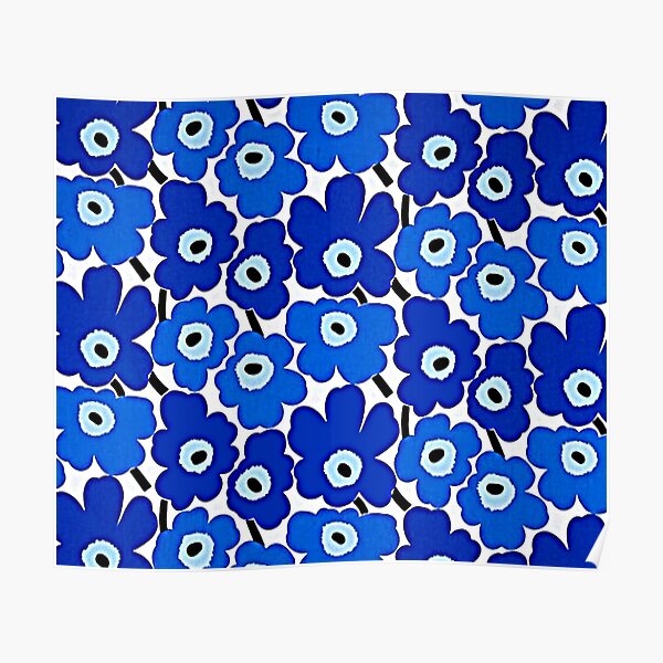 Marimekko Blue Floral Print Poster