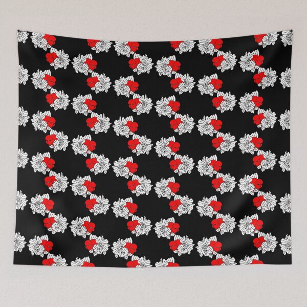 Aperçu de l'œuvre Paire de poissons rouges Oranda rouge et blanc Logo 20 E sur fond noir créée et vendue par Nosnah.