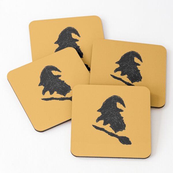Item preview, The Evil Witch and her Broomstick Silhouette - Pumpkin Orange (Oil Pastel) designed and sold by CreativityRoams.