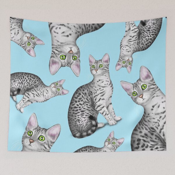 Item preview, Egyptian Mau (Blue Background) designed and sold by illucalliart.