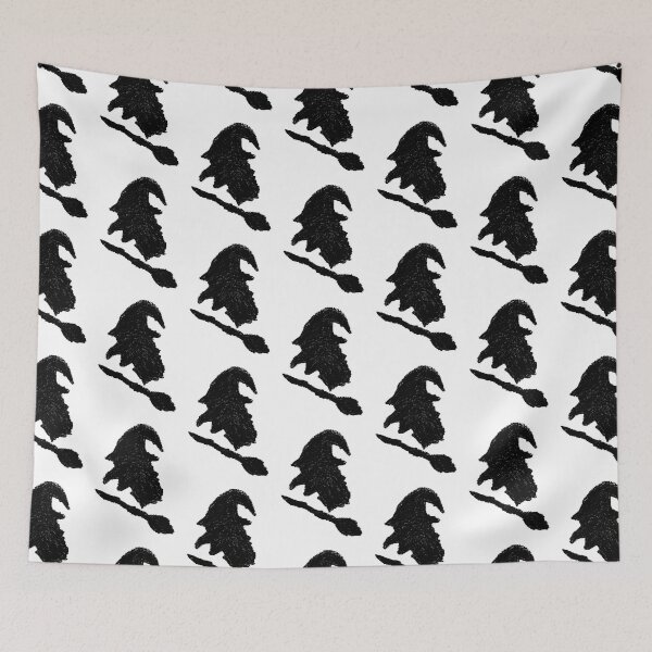 Item preview, The Evil Witch and her Broomstick Silhouette - White (Oil Pastel) designed and sold by CreativityRoams.