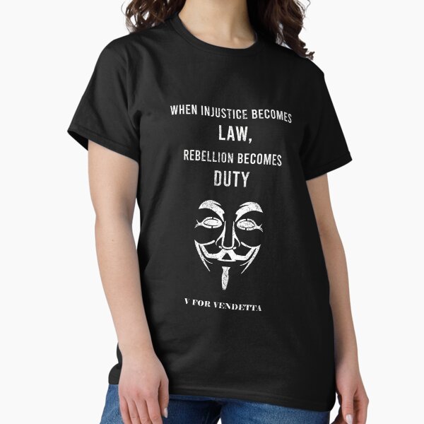 Aperçu de l'œuvre  la rébellion devient le devoir. "V pour la citation du film Vendetta. Style vintage en détresse. créée et vendue par Forevercreative.