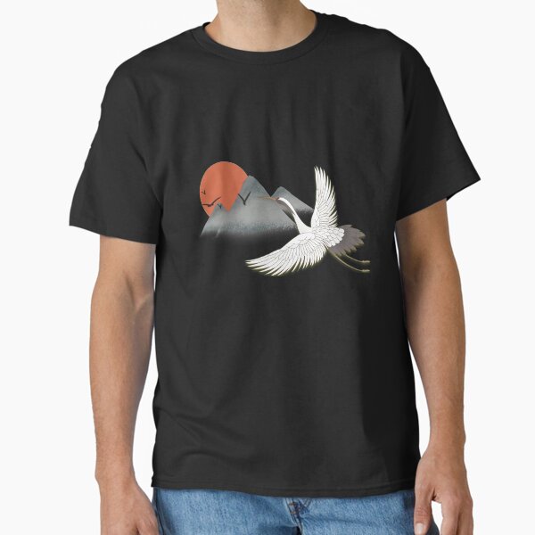 Aperçu de l'œuvre Art japonais chinois Crane Bird Nature créée et vendue par Wangfu-tees.