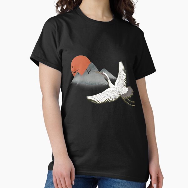 Aperçu de l'œuvre Art japonais chinois Crane Bird Nature créée et vendue par Wangfu-tees.