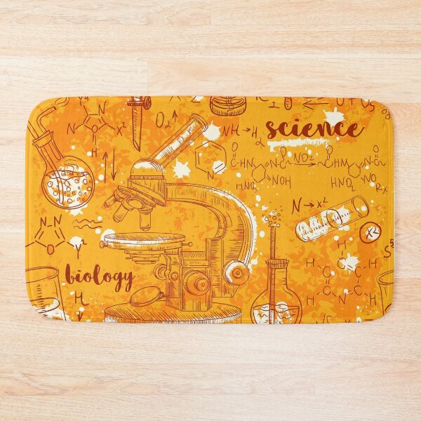 Item preview, Vintage seamless pattern old chemistry laboratory with microscope, tubes and formulas on aged paper background.  designed and sold by kateja.