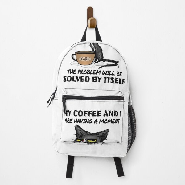 Item preview, My Coffee and I Are Having a Moment Coffee Lover Black Cat Problem Solved by Itself - Funny Black Cat coffee jokes designed and sold by RimbuCreative.