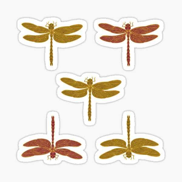 Dragonflies pattern (gold-red) Sticker