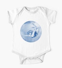 drawing of young woman (girl) flying on a trapeze up the cloud One Piece - Short Sleeve