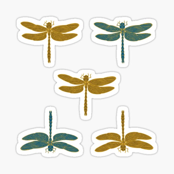 Dragonflies pattern (gold-blue) Sticker