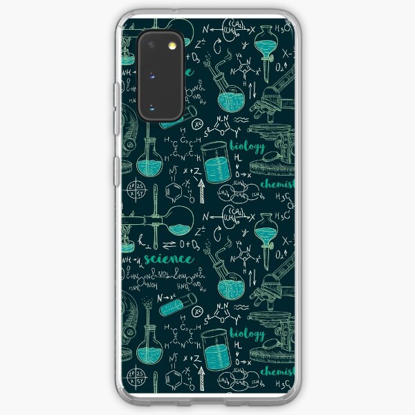 Vintage seamless pattern old chemistry laboratory with microscope, tubes and formulas. Samsung Galaxy Soft Case