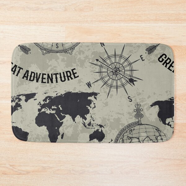 Item preview, Seamless pattern with vintage globe, compass, world map and wind rose. Retro hand drawn vector illustration "Great adventure" in sketch style on grunge background designed and sold by kateja.