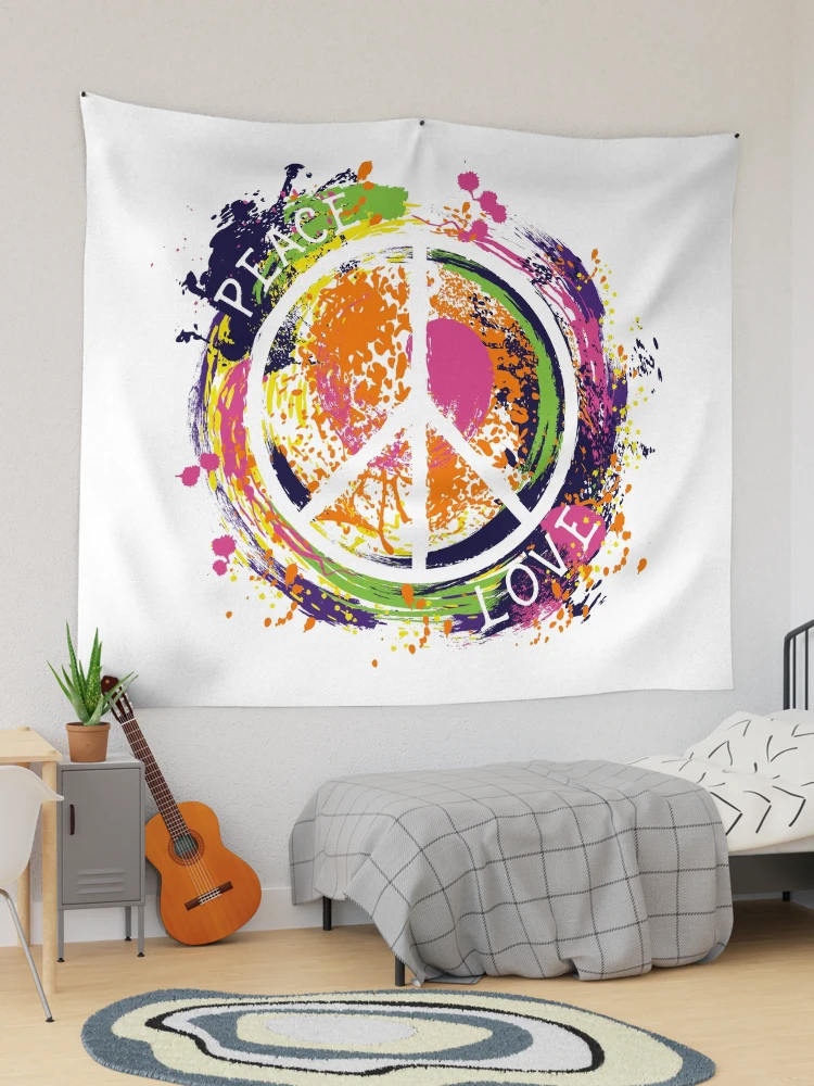 油彩画　8号　Love and peace Peace And Love, Painting by Kaël | ArtMajeur